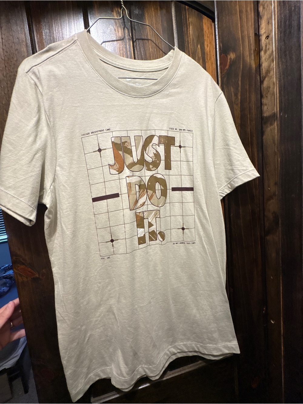 Nike Beige Graphic 'Just Do It.' Short Sleeve Tee